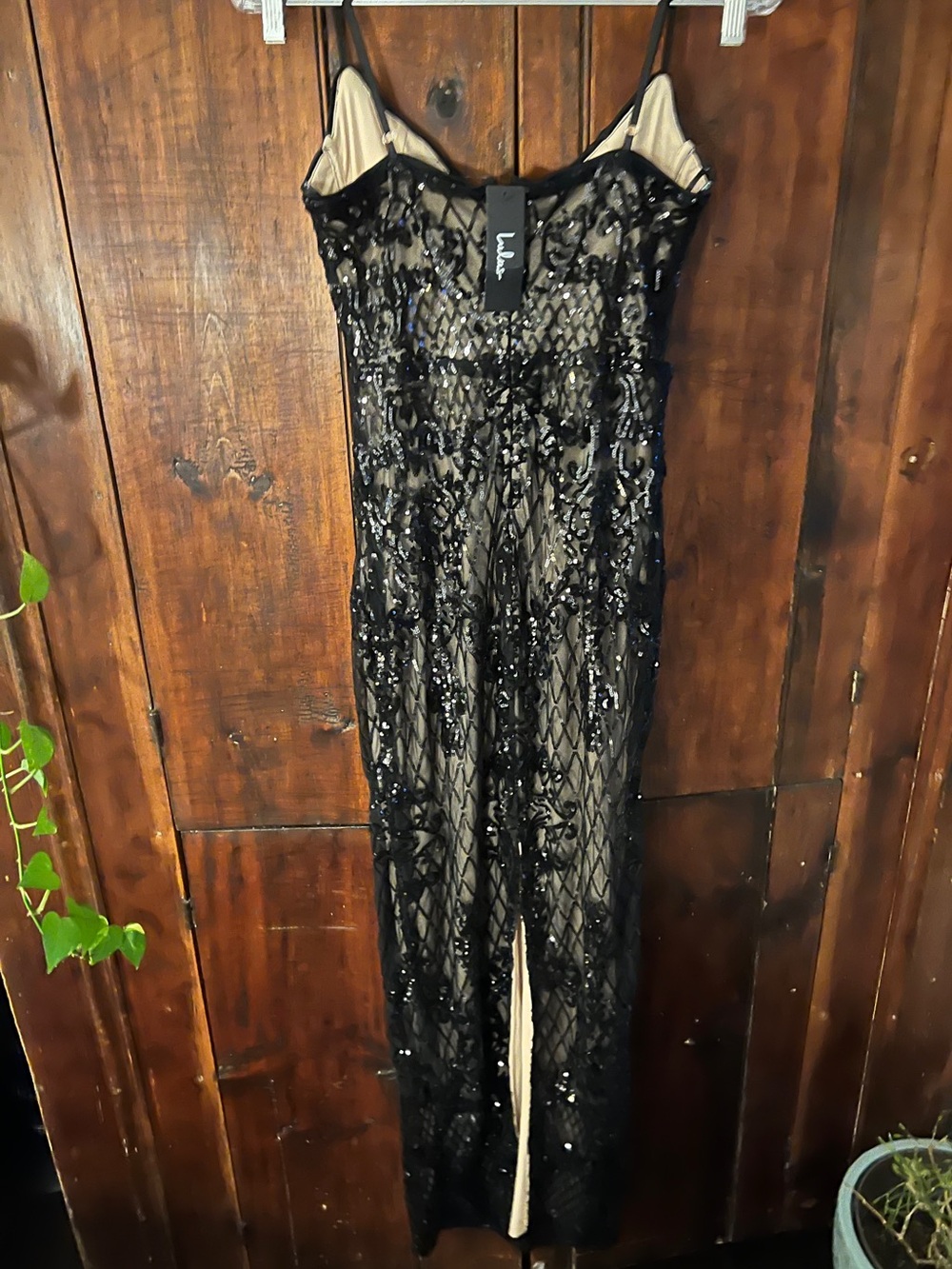 Lulus Moonlit Love Black Sequined Evening Gown with Spaghetti Straps - Picture 9 of 9